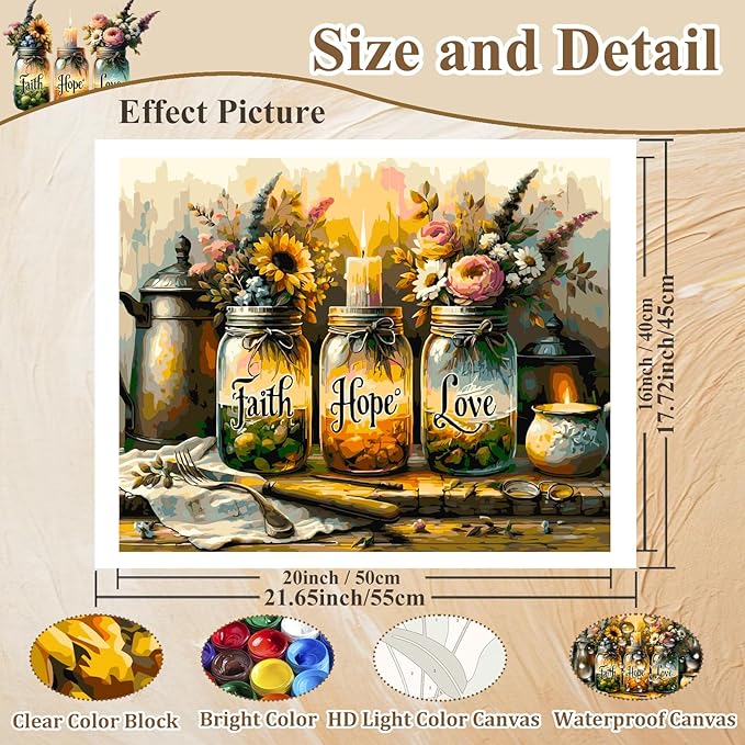 HMZephitiquc Paint by Numbers Kit for Adults Inspirational Quote, Adult Paint by Number Kits on Canvas Bottle, Easy Oil DIY Craft Home Wall Decor 16x20 in