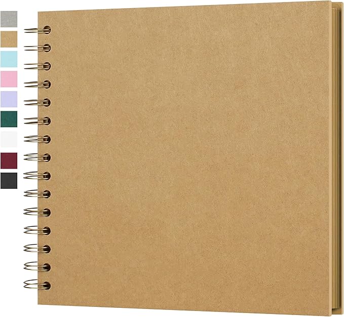 8 x 8 Inch DIY Scrapbook Photo Album Hardcover Kraft Blank Page Acid-Free 40 Pages (20 Sheets) Memory Book for Wedding Anniversaries Family Baby Memories Small Scrapbooking Projects, Yellow