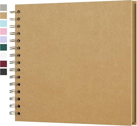 8 x 8 Inch DIY Scrapbook Photo Album Hardcover Kraft Blank Page Acid-Free 40 Pages (20 Sheets) Memory Book for Wedding Anniversaries Family Baby Memories Small Scrapbooking Projects, Yellow