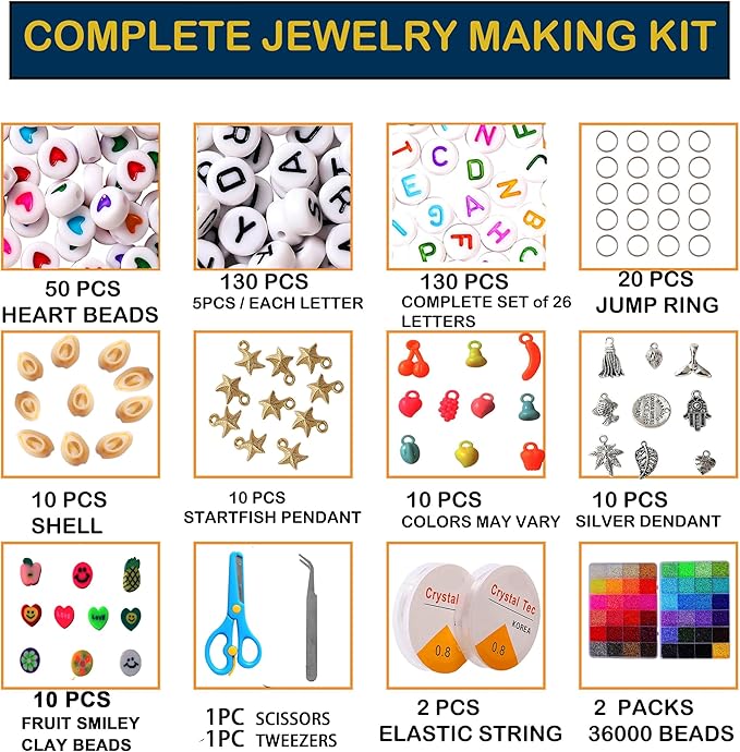 YITOHOP 36000+pcs 2mm 48 Colors Glass Seed Beads for Bracelet Jewelry Making Kit, Beads Assortments Kit for Adults Girls Small Beads for Necklace Ring Making | Top Best Birthday Gifts