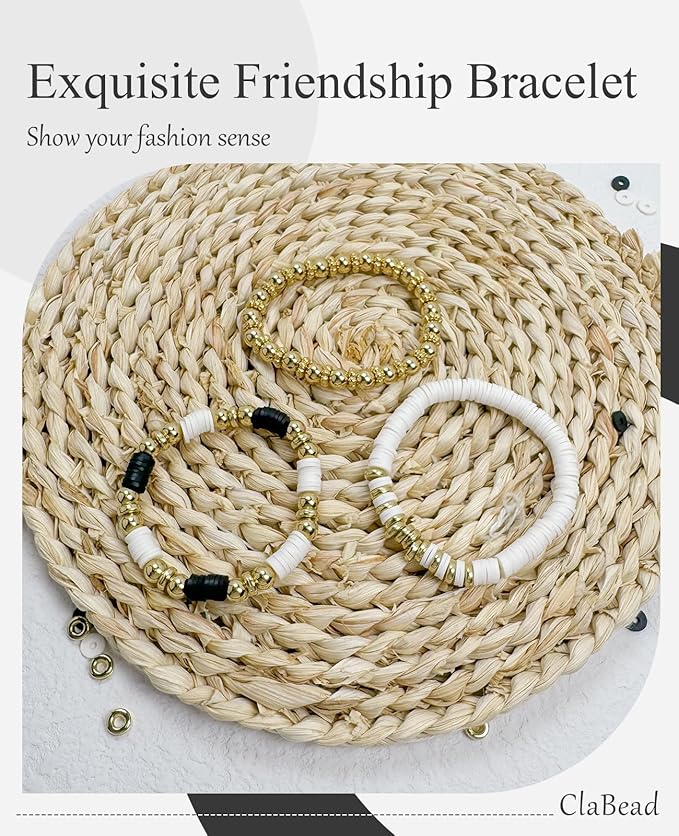 ClaBead Bracelet Making Kit for Boys 3200Pcs, Clay Beads Bracelet Kit with Gold Beads and Gold Flower, Swift Friendship Beads Bracelet Kit for Bracelets Making