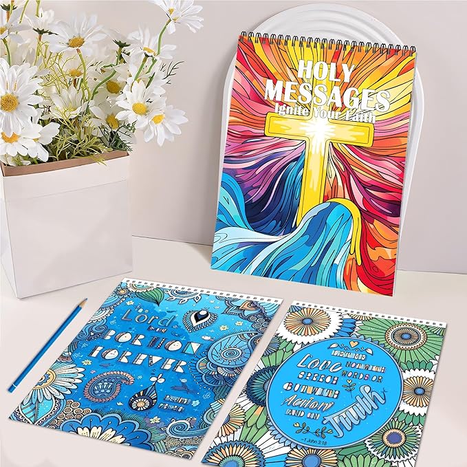 Bible Verse Coloring Book for Adults for Women with Bible Verses Page One Sided Design Spiral Bound Christian Coloring Book for Adults Relaxation 24 Colorful Coloring Pages Best Gifts for Women Men
