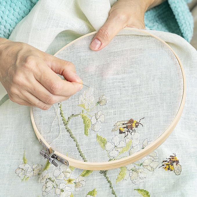 giemson embroidery hoop 10 inch 12 pieces large embroidery hoops bamboo circle cross stitch hoop for embroidery art craft sewing