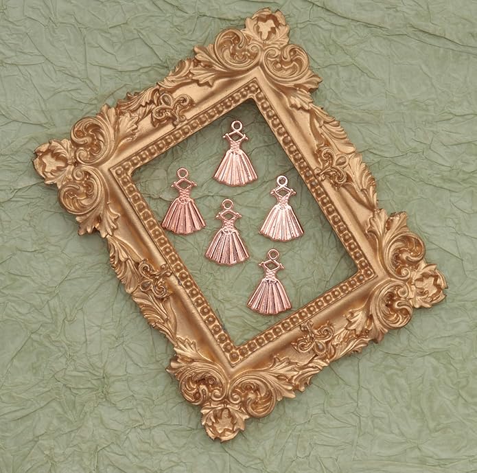 50 Pcs Mini Dress Charms 2 x 1.3 cm Metal Cute Pendants Accessories for Jewelry Making Finding Kits Earring Bookmark Scrapbooking Decoration Supplies