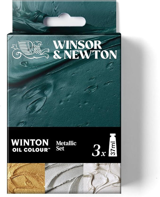 Winsor & Newton Winton Oil Color Paint Set, Metallics, 3 x 37ml Tubes