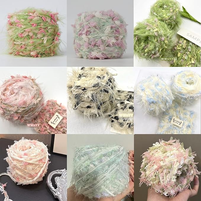 Blind Box WWnYYUS Hand Spun Yarn 6 Pack of 50g/Skein Blind Box Wool Cotton Mohair Acrylic with Hand Art Blended Colorful Handmade