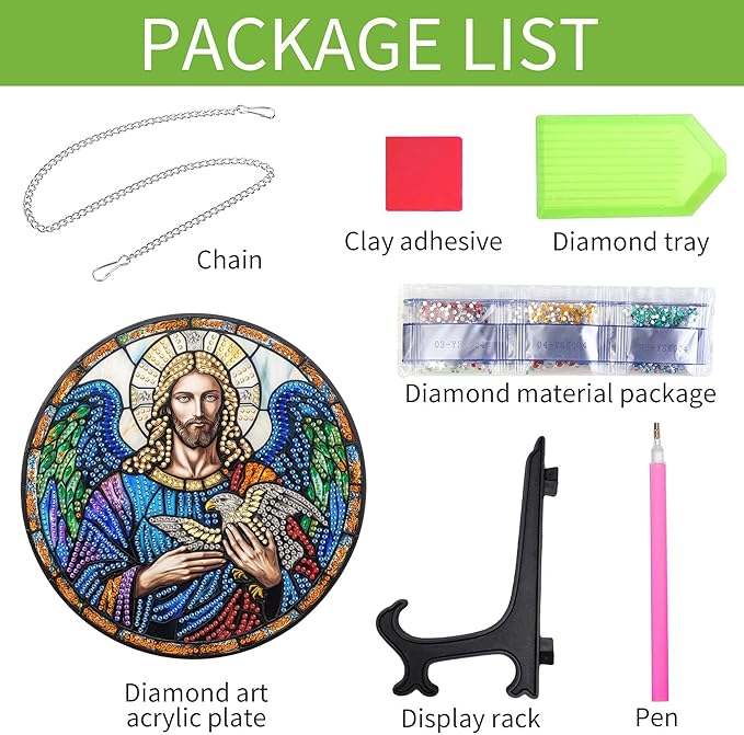 Wergund 5D DIY Jesus Diamond Art Hanging Kits, Hanging Diamond Art Religion, Acrylic Special Shaped Rhinestone, Window Hanging Pendants for Home Wall Garden Front Door Outdoor Decor Gift(Jesus)