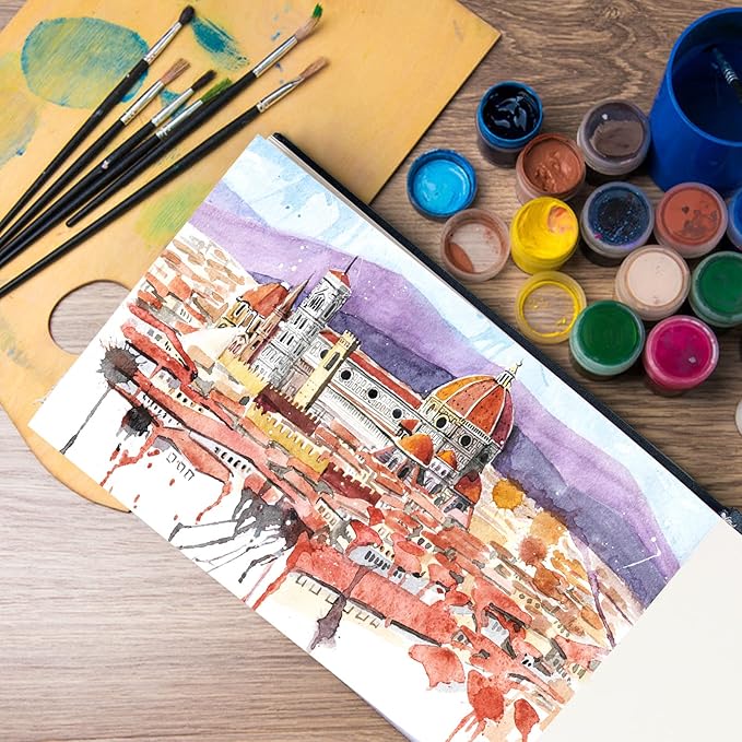JOY SPOT! 5.5" x 8.5" Watercolor Pad, Pack of 2 (76 Sheets), 110 lb (230 GSM), Acid-Free Paper, Watercolor Book with Linen Bound for Watercolor Techniques and Mixed Media