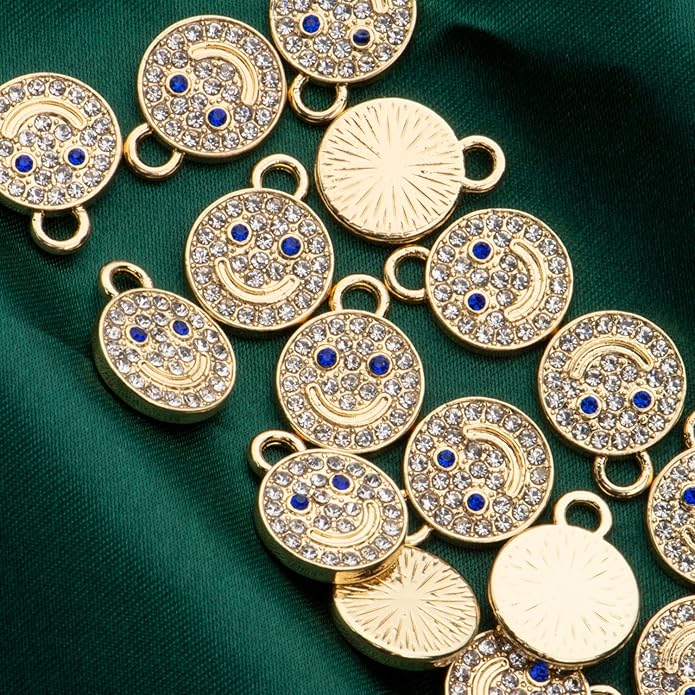 Pack of 20 Rhinestone Charms Gold Plated Pendants Pave Crystal Accessories for Necklace Bracelet Jewelry Making DIY Crafting