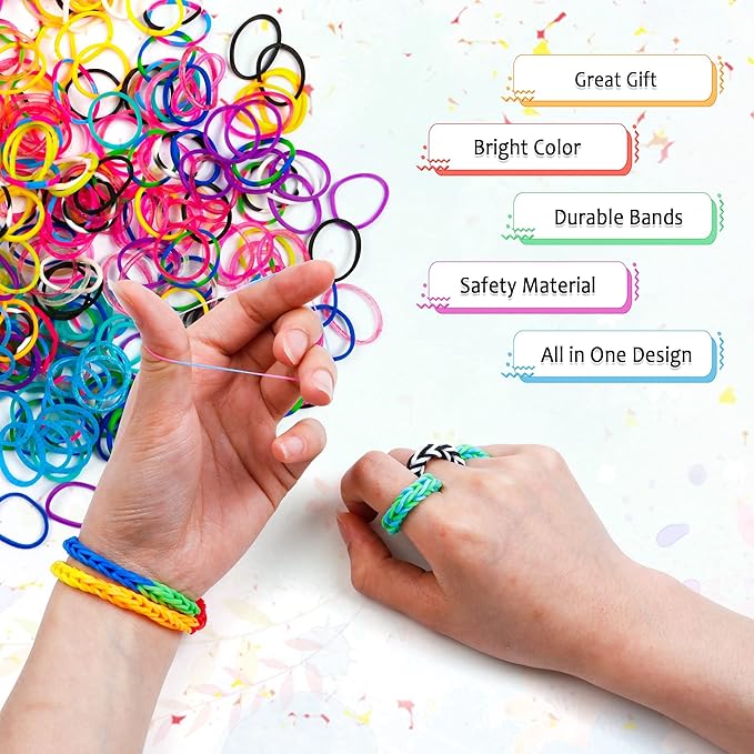 INSCRAFT 21900+ Loom Bands Refill Kit with Organizer, 20000+ Rubber Bands in 41 Colors, 1000 Clips,280 Beads, 5 Tassels, 5 Crochet Hooks and More, Bracelet Making Set for Girls Boys Christmas Gift
