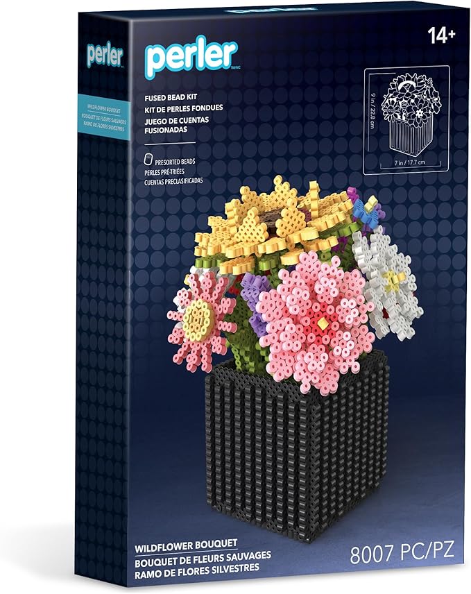 Perler 80-57239 Wildflower Bouquet 3D Fused Bead Craft Activity Kit, Multicolor, 8007 Pieces