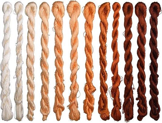 Natural 100% Silk Thread, Handmade Embroidery Thread Silk Floss 12 Colors 110m Each (76)