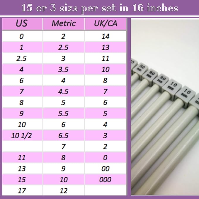 KnitPal 16-Inch (40cm) Aluminum Knitting Needles Set for Blankets - Straight Knitting Needles Set Single Pointed - 3 Pairs, US Sizes: 8/5mm, 9/5.5mm, 10/6mm - Metal Knitting Needles with eBook