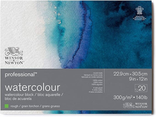 Winsor & Newton Professional Watercolor Paper Block, 9" x 12", Rough