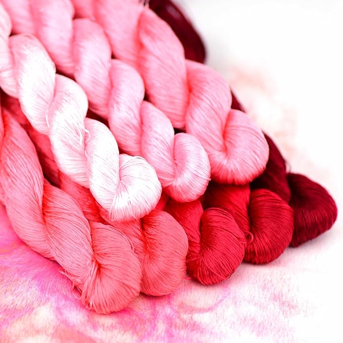 Natural Silk Thread, Handmade Embroidery Thread, 8 Colors, 110m Each, Mulberry Silk Floss for Hand Embroidery, Fine Detailed Needlework, Luxury Embroidery Threads Set（11）