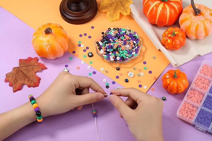 2000+ Pcs Clay Beads Bracelet Making Kit, Halloween Beads for Friendship Bracelet Kit & Varieties of Charms Jewelry Making Jewelry Kit Suit for 14 Years of Age and Older