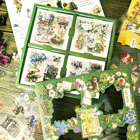 495pcs Vintage Junk Journal Stickers, Flowers Plants Butterfly Stickers for Scrapbook Supplies, Transparent Sticker for DIY Craft, Planners, Journal, Notebook, Laptop, Cell Phone, Calendars, Wedding