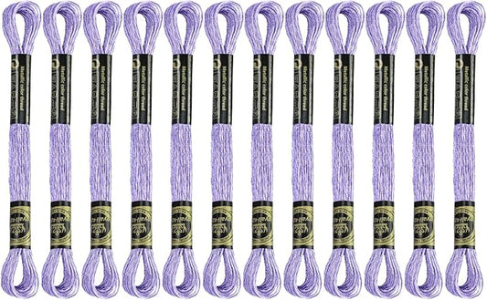 12 Skeins Embroidery Floss, Lilac Metallic Embroidery Thread Polyester Cross-Stitch Threads for Hand Embroidery String Art DIY Creation