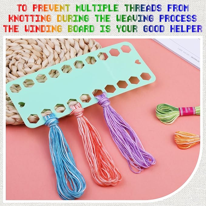 16 Skeins Colorful Series Embroidery Floss, 8m Cotton Cross Stitch Thread, Friendship Bracelet String Including Plastic Floss Bobbins, for DIY Making, Embroidery Crafts