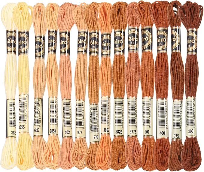 PATIKIL 14 Skeins Embroidery Floss, Polyester Embroidery Threads Bracelets String for Cross-Stitch Hand Embroidery, Multicolored Yellow Brown