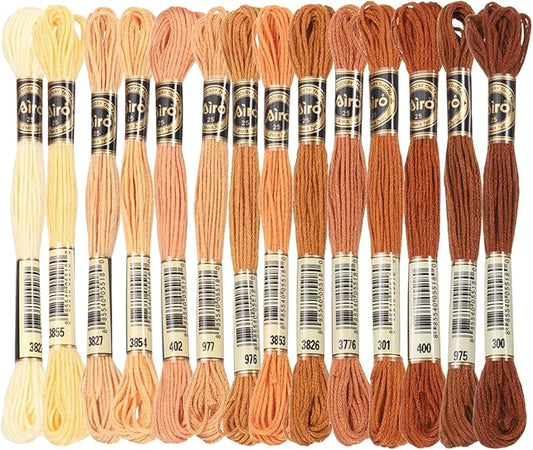 PATIKIL 14 Skeins Embroidery Floss, Polyester Embroidery Threads Bracelets String for Cross-Stitch Hand Embroidery, Multicolored Yellow Brown