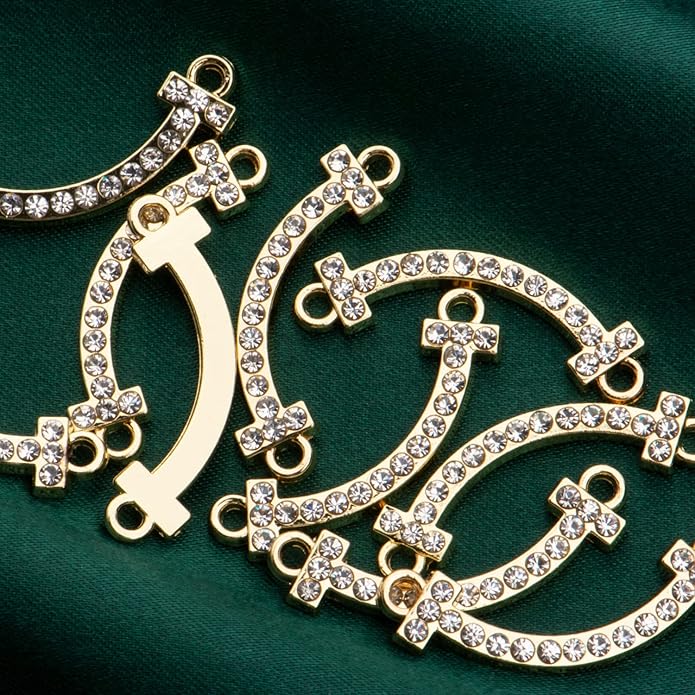 Pack of 20 Rhinestone Charms Gold Plated Pendants Pave Crystal Accessories for Necklace Bracelet Jewelry Making DIY Crafting