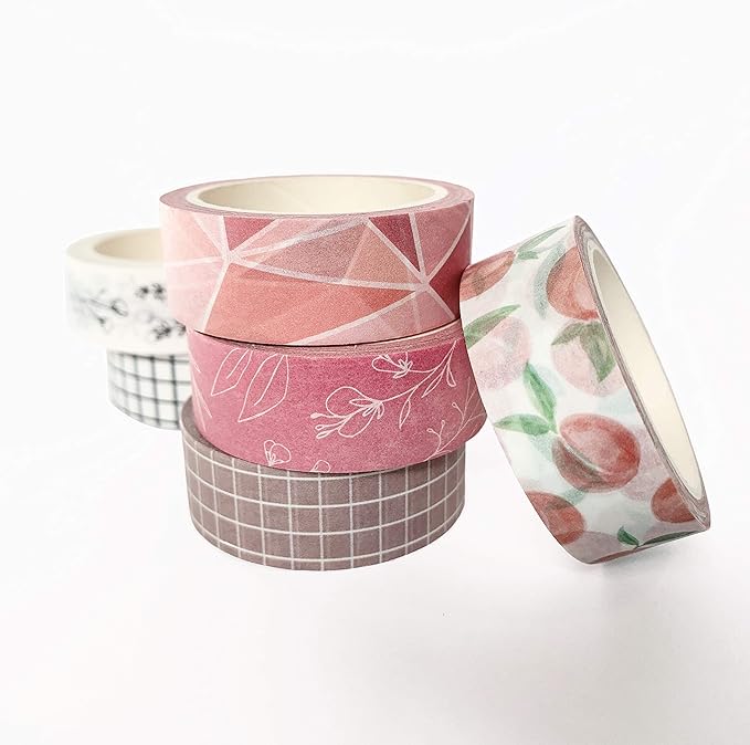 zynshe washi tape set of 16 rolls of 15 mm wide cute decorative washi tape for journaling, scrapbook, washy crafts, bullet journals, planners, diy décor, gift wrapping, craft supplies (serenity)