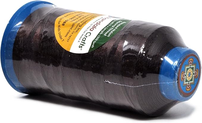 Mandala Crafts Size 69 210D T70 Bonded Nylon Thread - Dark Brown 1500 YDs Tex 70 Heavy Duty Sewing Threads for Leather, Jeans, Weaving, Outdoor Marine Upholstery