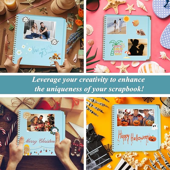 Joyberg Scrapbook 80 Pages, Scrapbooking Supplies 8 x 8 In, Scrapbook Album Suitable for Album Memory Book Wedding, Anniversary Family, DIY Craft Projects (Blue)