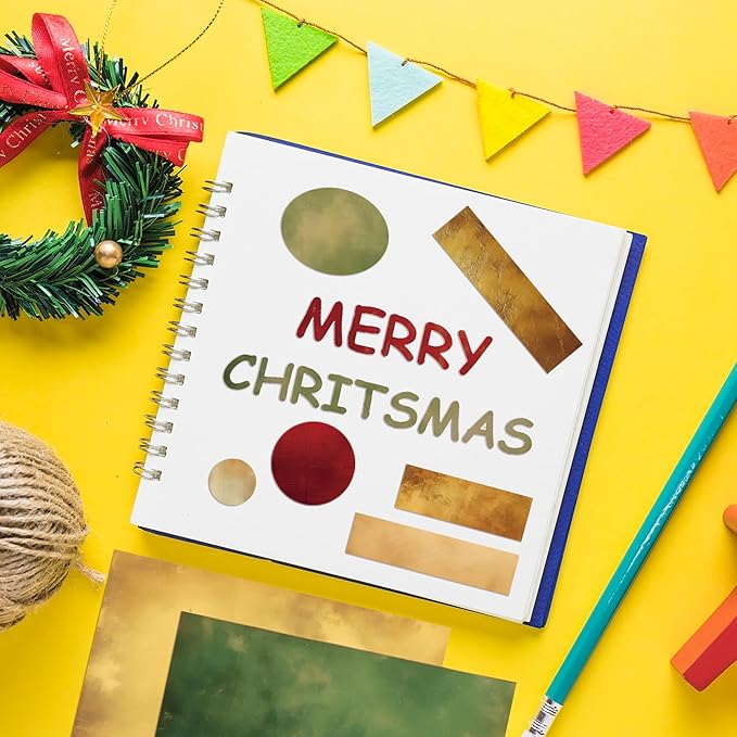 Christmas Pattern Scrapbook Paper, 6 Inch Card Production Supplies, 24 Sheets Single Sided Acid-Free Cardstock Greeting Card, Handmade Gift Journaling Craft Kits (L-style)