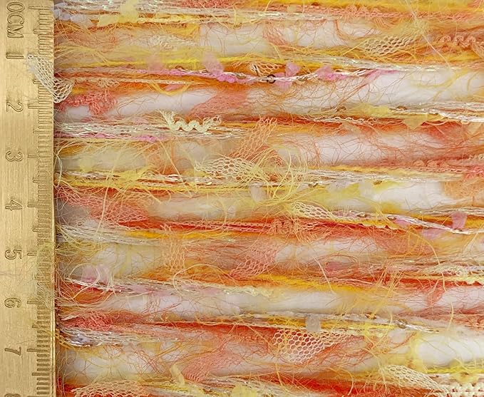 Artisanal Yarn Collection Multifiber Fancy Yarn for Knitting Crocheting Crafts DIY, Set of 3 Rolls (Orange)