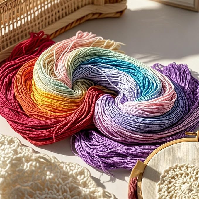 16 Rolls of Colorful Cotton Thread Ball Crochet Embroidery Rainbow Color Cross Stitch Thread Sewing for Cross Stitch Crafts(style2)