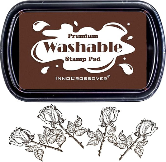 Washable Ink Pad, Best Stamps for Kids, Kids Crafts, Paw Print Kit, Baby Footprint Kit, Stamp Pads on Scrapbooking, Fingerprint Ink Pad, Easy to Wash Off Skin| Large | Safe Non-Toxic (Wood Bark)