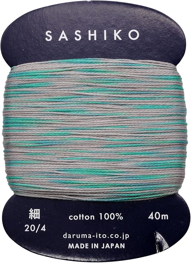 Yokota Daruma Sashiko Thread Single and Variegated Color (Rain Sounds, Thin 40M Card)