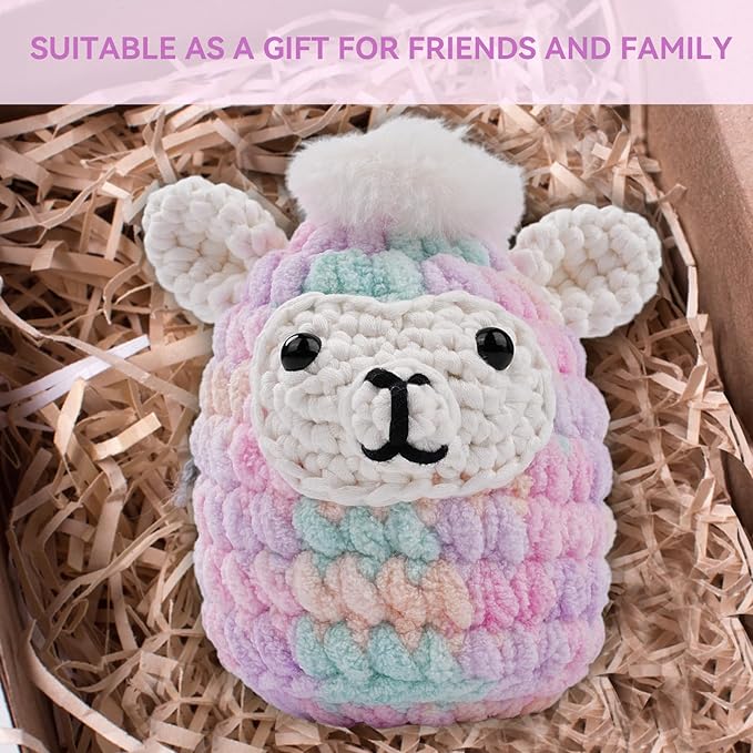 Vanttokeey Crochet Kit for Beginners, Animal Amigurumi Crochet Kits Included, Step-by-Step Video Tutorials, Beginner Crochet Kit for Adults and Kids, Crocheting Starter Set (Alpaca)