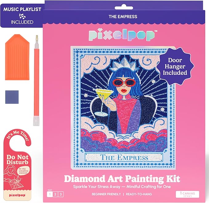 HOUSE OF PARTY Diamond Art Paintings - Diamond Art Kits for Adults with Wood Frame, Playlist & Door Hanger | DIY Craft Kit for Relaxation & Home Decor