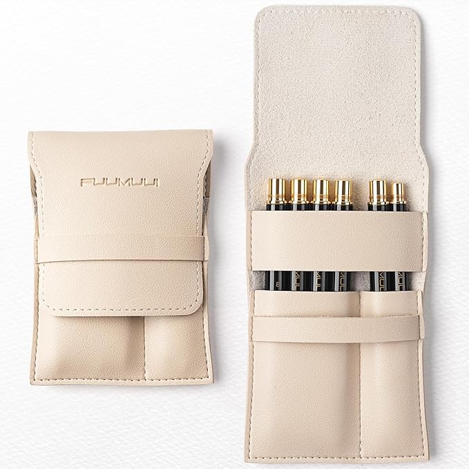 Travel Watercolor Brushes, Fuumuui Professional 6pcs Natural Soft Squirrel Hair Watercolor Travel Brush Set with Graphite Tip Pen Perfect for Watercolor Gouache Ink Painting