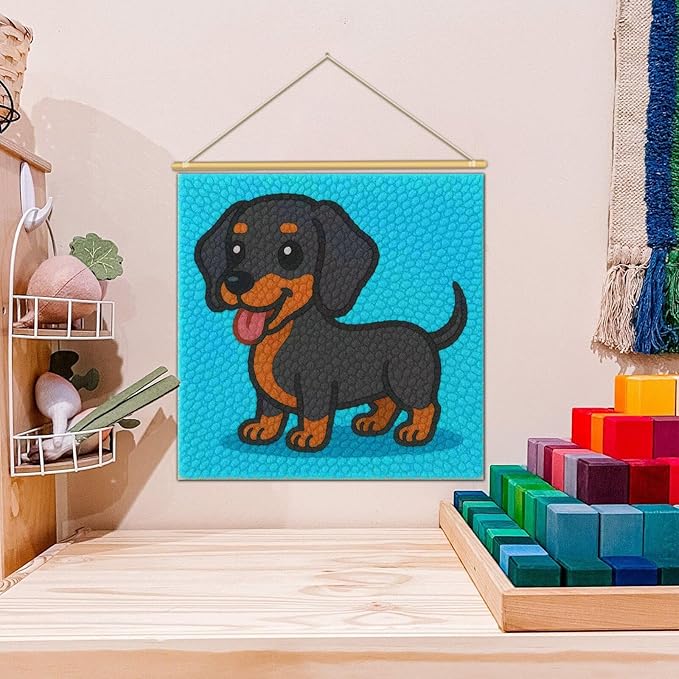Latch Hook Kits for Kids Adults DIY Rug Tapestry Kits with Printed Canvas Embroidery Kits Festival Christmas Gifts Home Decoration (Dog)