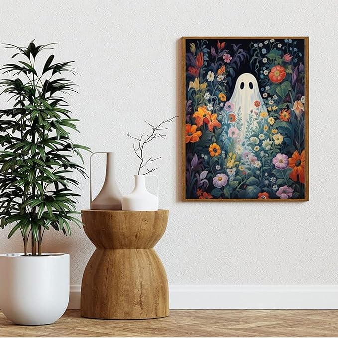 Gemozaic Spooky Diamond Painting Kits for Adults- Halloween Ghost Diamond Art Kits for Adults, Gem Art for Adult for Gift and Home Wall Decor 12x16 Inch