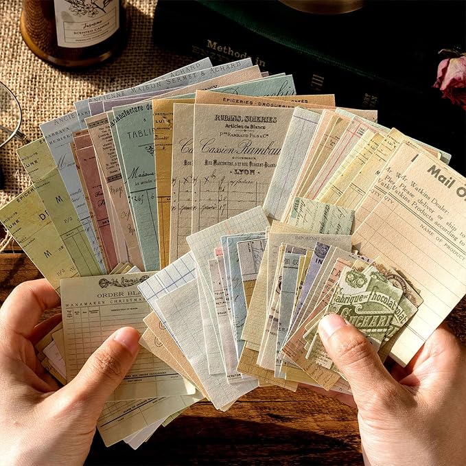 400PCS Vintage Scrapbook Paper Journaling Scrapbooking Supplies Kit Aesthetic Decorative Craft Paper Assorted for Bullet Junk Journals Card Making Craft DIY, Memory Post Office Series