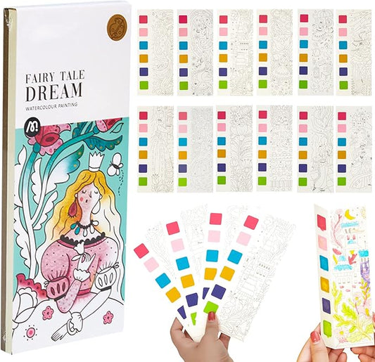 Pocket Watercolor Book Set, Watercolor Painting Book,Watercolor Bookmarks for Kids, Beginning, Students Painters Christmas Gifts (1PCS-B)