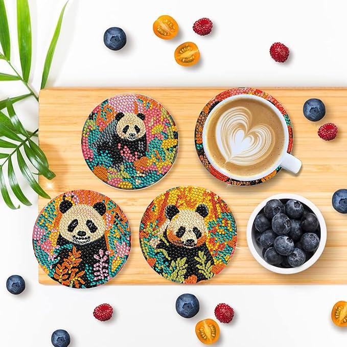 EWJRNSF 8 PCS Diamond Art Coasters Kit, Small Diamond Painting Coasters, Fall Diamond Art Kits for Adults Beginners, Arts and Crafts Supplies Item Sets with Holder
