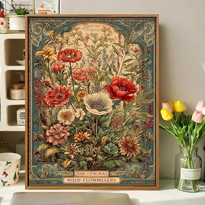 hkejoi Flower Paint by Numbers Kit for Adults Beginner, Adult Paint by Number Kits on Canvas Poppy, Painting by Number DIY Crafts Acrylic for Gift Home Decor 16x20 in