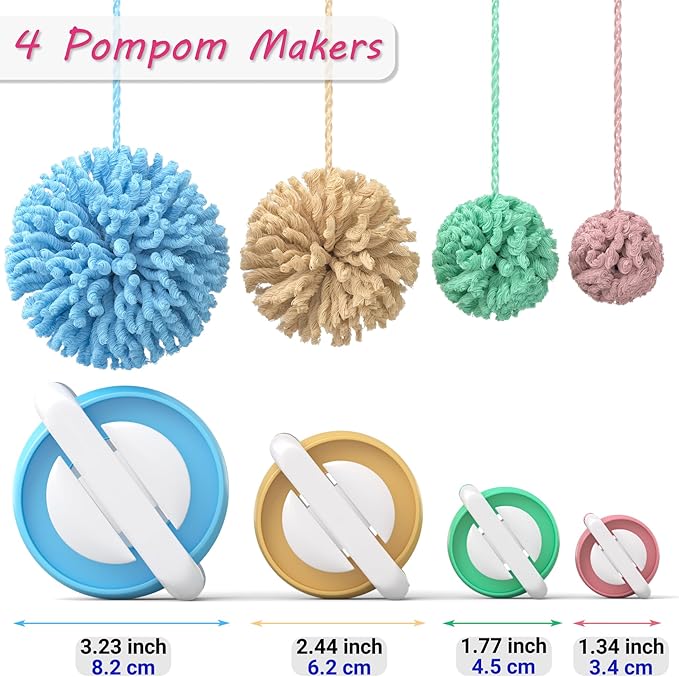 readaeer knitting loom kit with pompom maker, round knitting loom for hat, rectangular for blanket scarf shawl, knitting loom kit for beginner