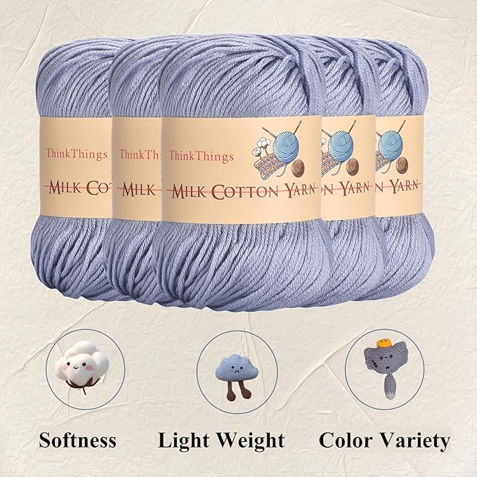 Acrylic Yarn for Crocheting - Hand Knitting Light Gray Yarn - Crochet Thread for Crocheting Bulk - 10Balls 17.6Ounces Large Pack (Light Gray)
