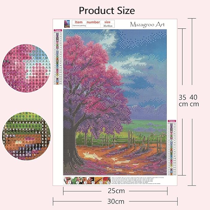 Muzagroo Art 4 Pack 5D Diamond Painting Kits for Adults DIY Diamond Art Kits 4 Seasons Trees Wall Art for Living Room Adults Crafts Diamond Dot Gem Art Kits for Beginners