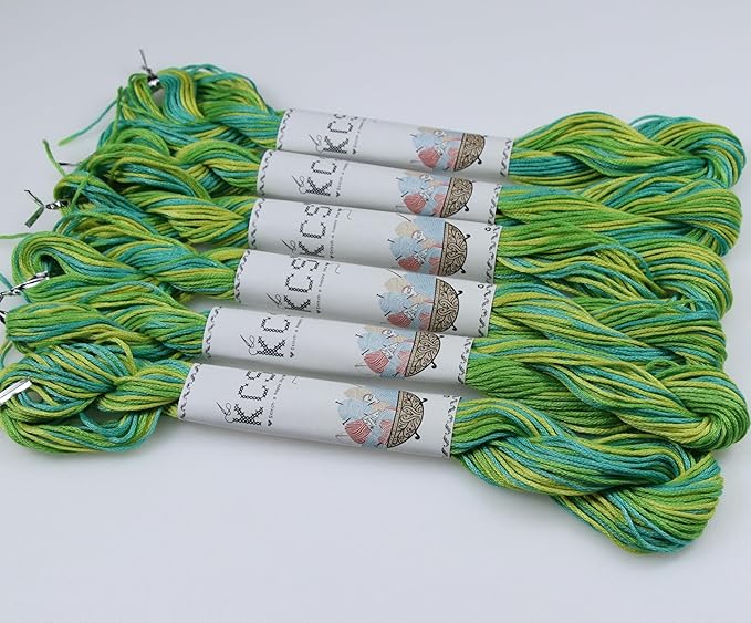 KCS Big skeins of 25 Meters Size 25 Color Variegated Cross Stitch Stranded Threads,6 skeins,4050