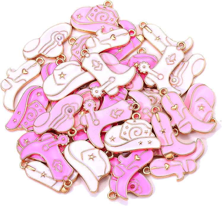 NVENF 36PCS Cowboy Boot Charms for Jewelry Making, Enamel Western Cowgirl Boot Hat Pendant Charms for Necklace Bracelet Earring Making DIY Crafts