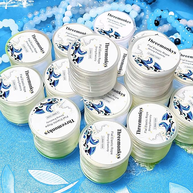 Flat Elastic Line 0.8 mm Elastic Bracelet Rope Bead Rope for String Jewelry Production and Bracelet Production (100 m)