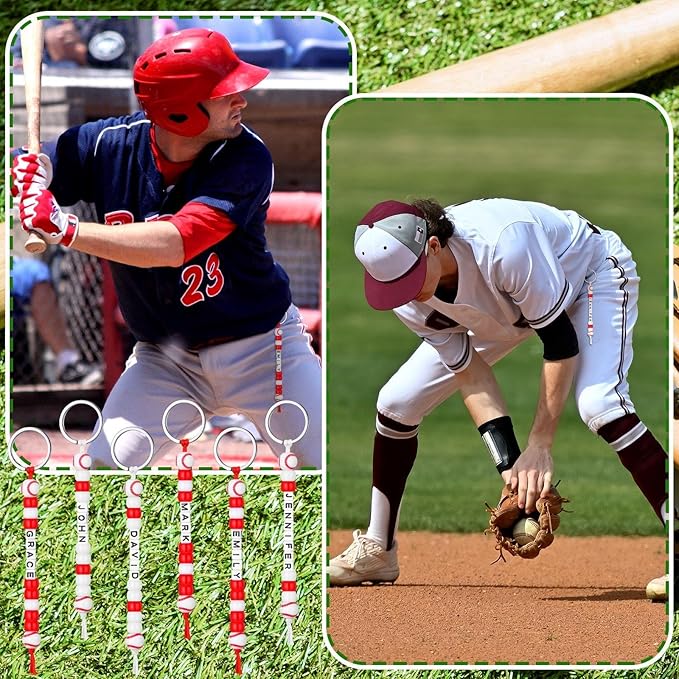 Landical 564 Pcs Baseball Keychain Making Kit DIY Baseball Bead Key Chain Craft Adjustable Sport Letter Bead Charm Sport Theme Party Favor Gift Backpack Accessories Holiday Decoration(Novel Color)